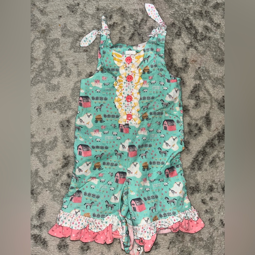 RicRacRuffle farm print jumper size 6/9m